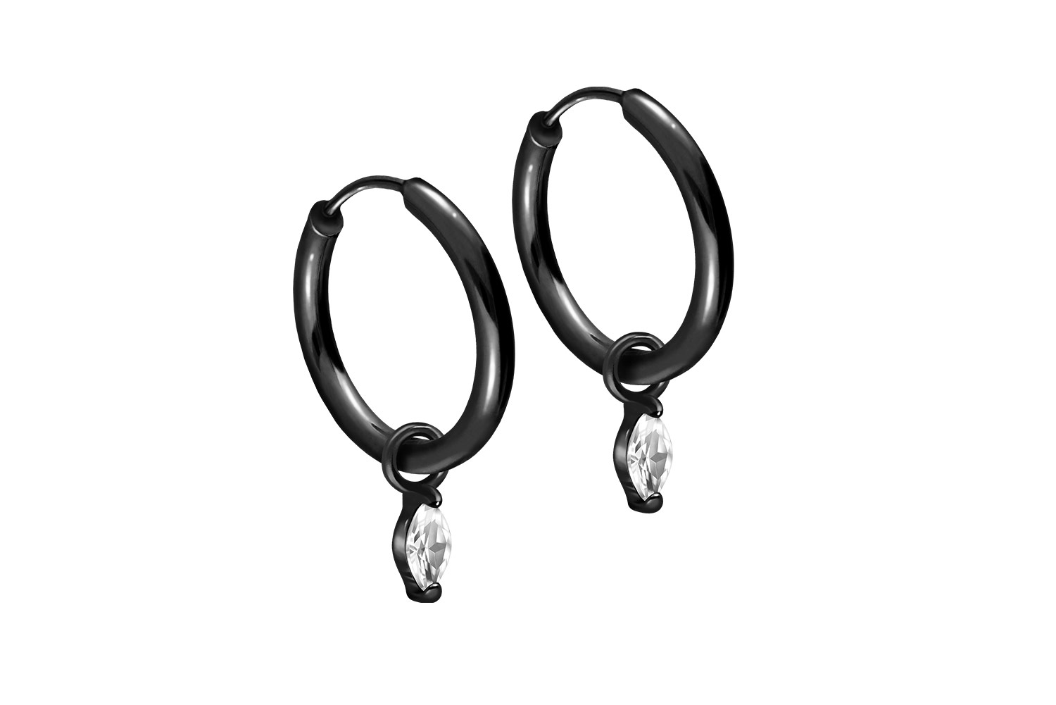 Chirurgenstahl Ohrclicker Creolen EINGEFASSTER OVALER KRISTALL von Piercingline